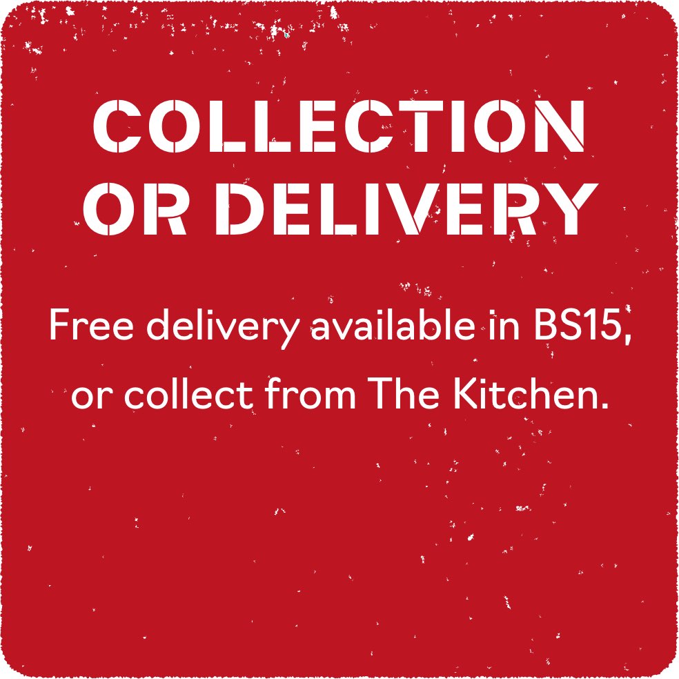 Collection or delivery. Free delivery available in BS15, or collect from The Kingswood Kitchen.